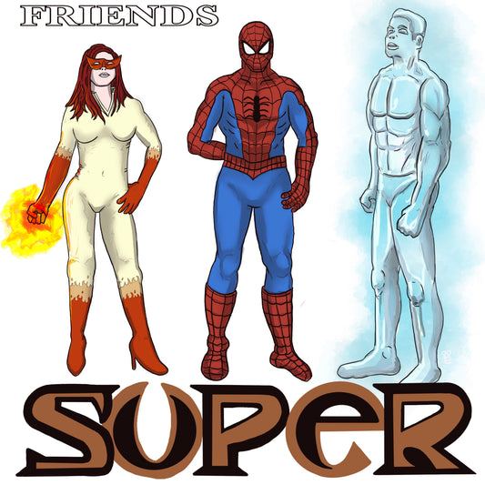 Super friends x ice-T album cover mashup poster