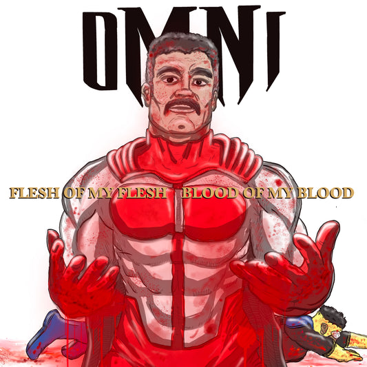 Omni man x DMX album cover mashup poster